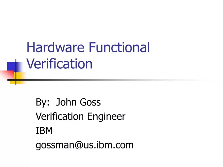 hardware functional verification