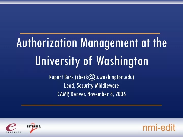 authorization management at the university of washington
