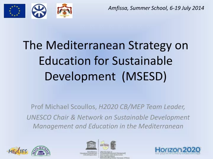 the mediterranean strategy on education for sustainable development msesd