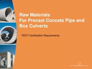 Raw Materials For Precast Concete Pipe and Box Culverts