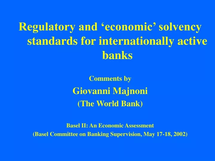 regulatory and economic solvency standards