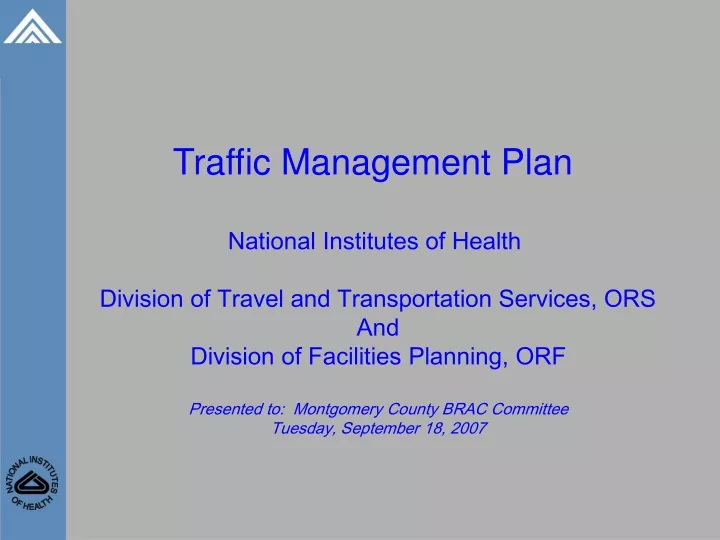 traffic management plan national institutes