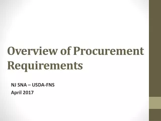 Overview of Procurement Requirements