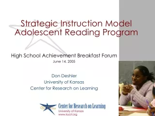 Strategic Instruction Model Adolescent Reading Program