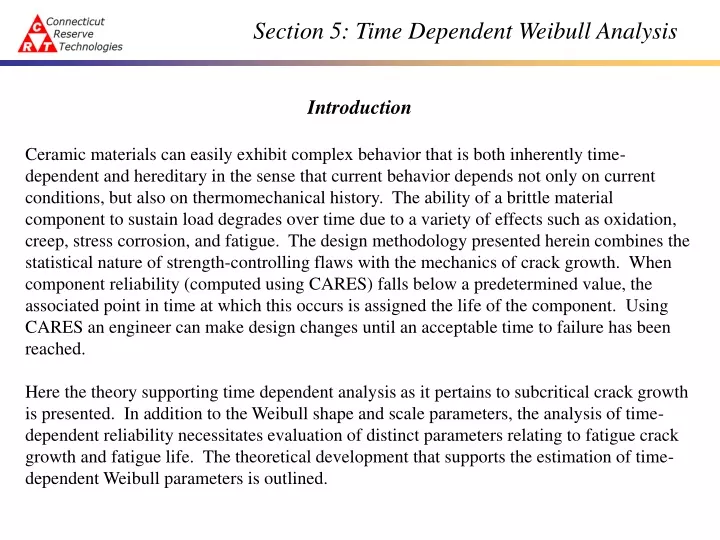 section 5 time dependent weibull analysis