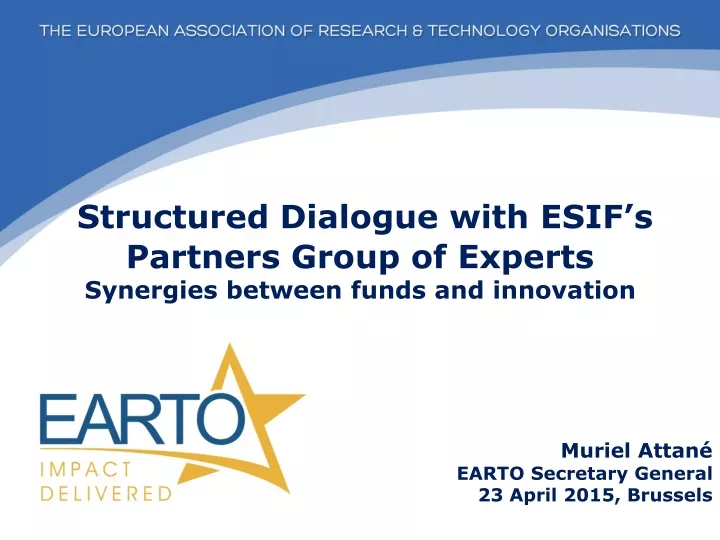structured dialogue with esif s partners group of experts synergies between funds and innovation