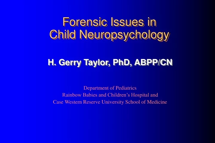 forensic issues in child neuropsychology