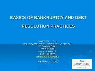 BASICS OF BANKRUPTCY AND DEBT RESOLUTION PRACTICES
