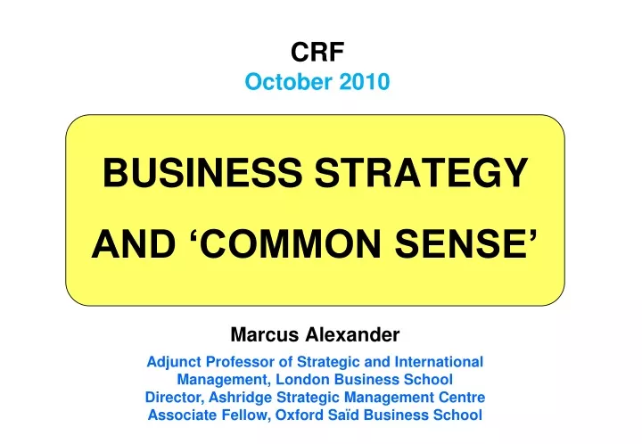 business strategy and common sense