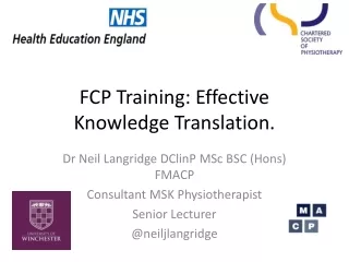 FCP Training: Effective Knowledge Translation.