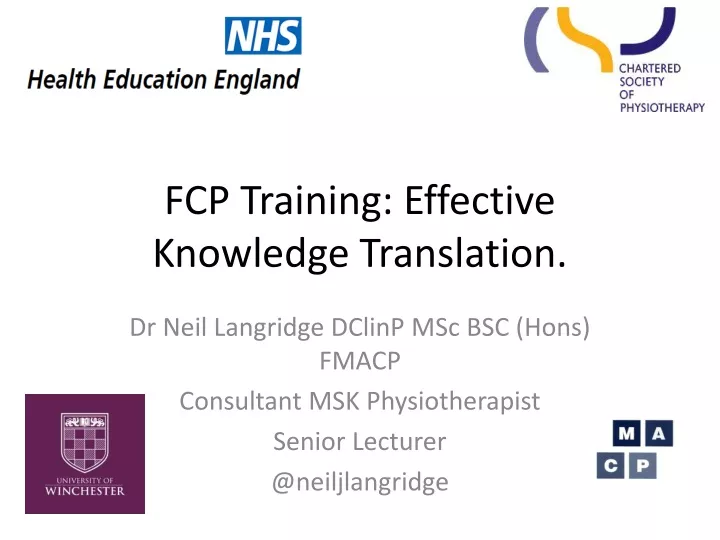 fcp training effective knowledge translation