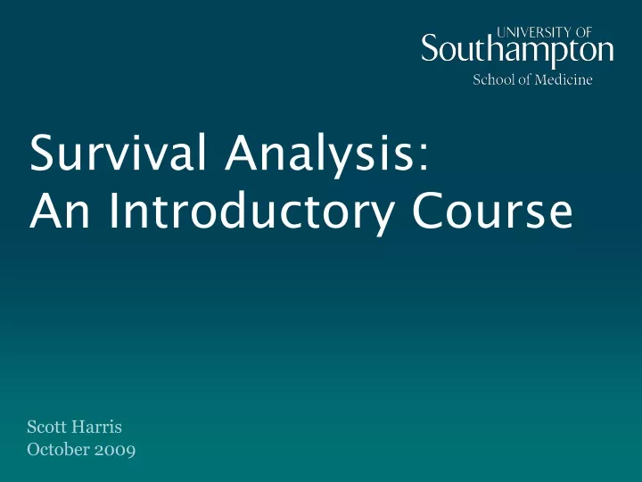 survival analysis an introductory course