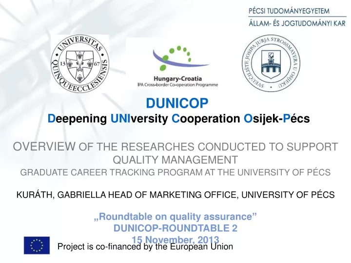 dunicop d eepening uni versity c ooperation