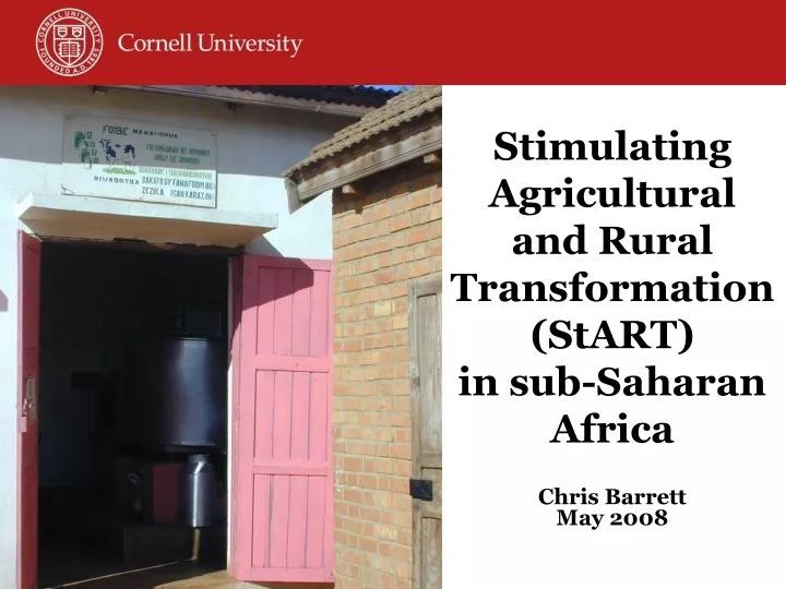 stimulating agricultural and rural transformation
