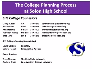 The College Planning Process at Solon High School