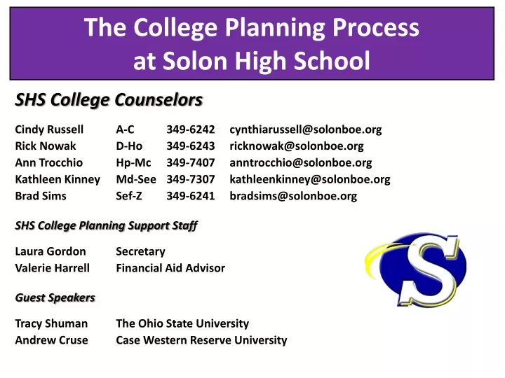 the college planning process at solon high school