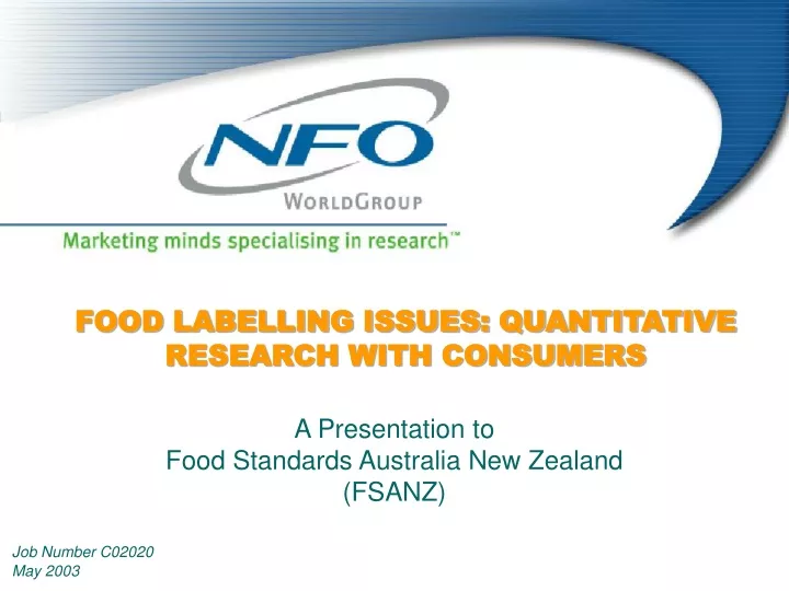 food labelling issues quantitative research with consumers