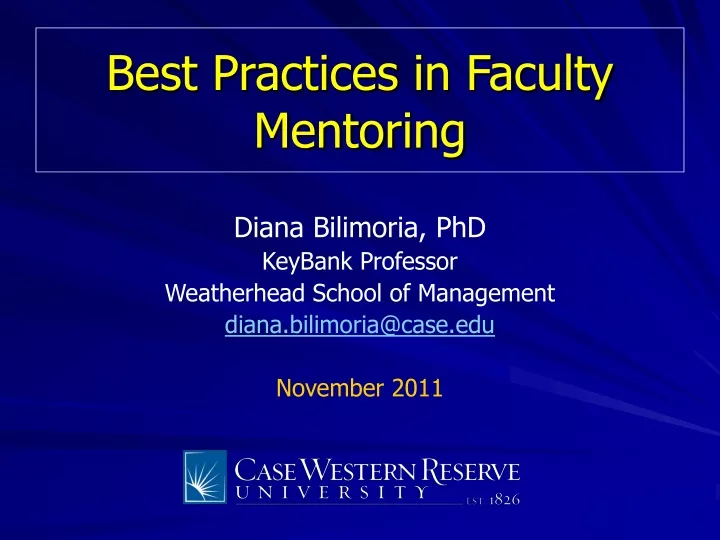 best practices in faculty mentoring