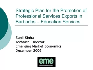 Strategic Plan for the Promotion of Professional Services Exports in Barbados – Education Services