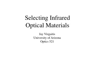 Selecting Infrared Optical Materials