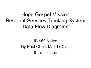 Hope Gospel Mission Resident Services Tracking System Data Flow Diagrams