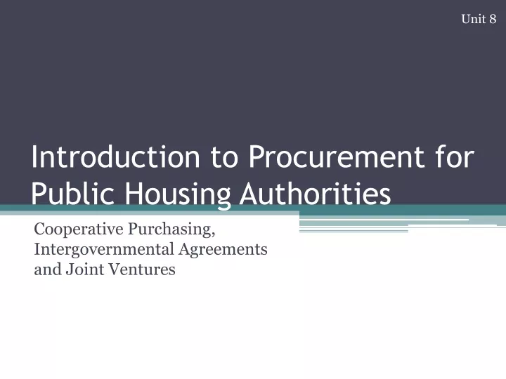 introduction to procurement for public housing authorities
