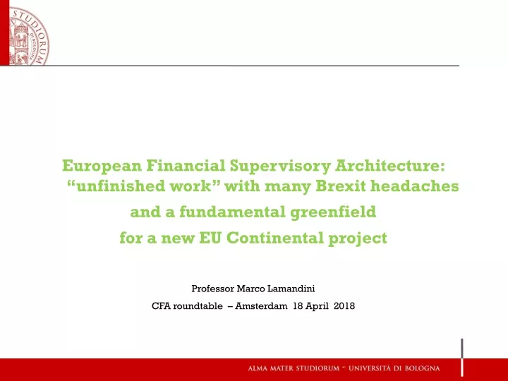 european financial supervisory architecture