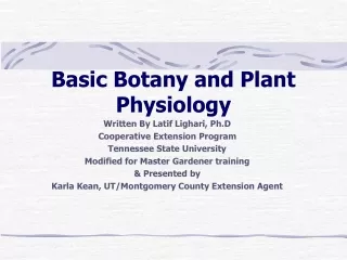 Basic Botany and Plant Physiology