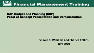 SAP Budget and Planning (SBP)  Proof-of-Concept Presentation and Demonstration