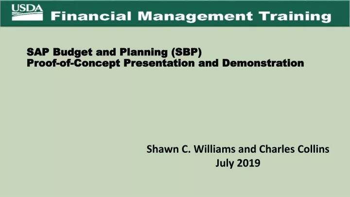 sap budget and planning sbp proof of concept presentation and demonstration