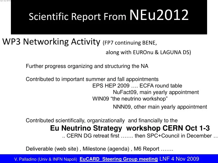 scientific report from neu2012