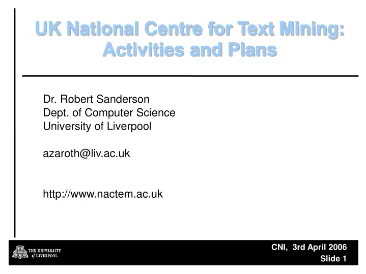 uk national centre for text mining activities