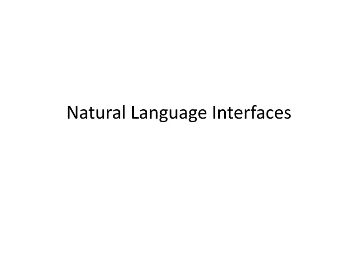 natural language interfaces