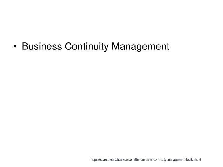 business continuity management