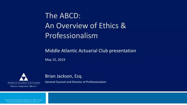 the abcd an overview of ethics professionalism
