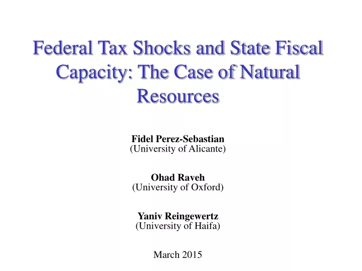 federal tax shocks and state fiscal capacity