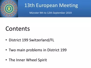 13th European Meeting Münster 9th  to  12th September 2019