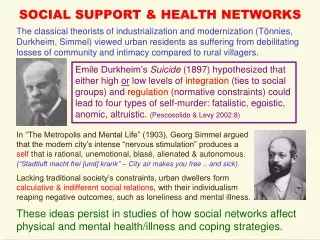 SOCIAL SUPPORT &amp; HEALTH NETWORKS