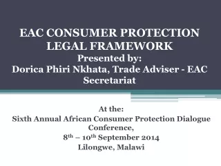 At the: Sixth Annual African Consumer Protection Dialogue Conference,