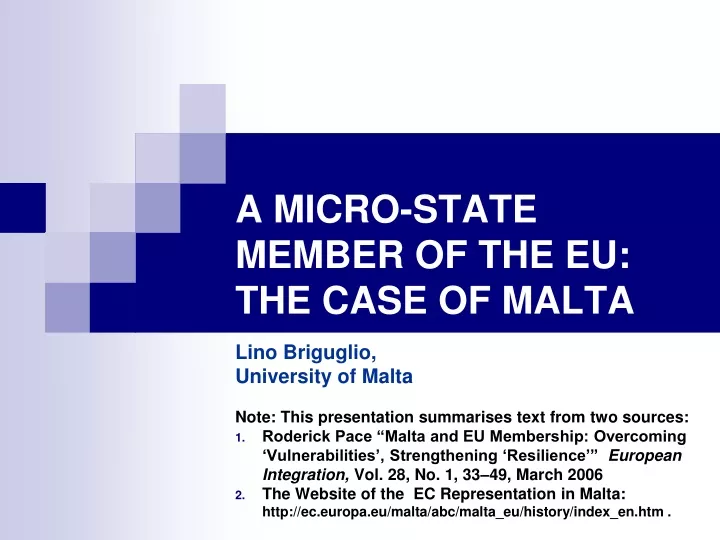 a micro state member of the eu the case of malta