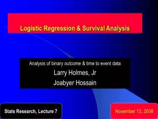 Logistic Regression &amp; Survival Analysis