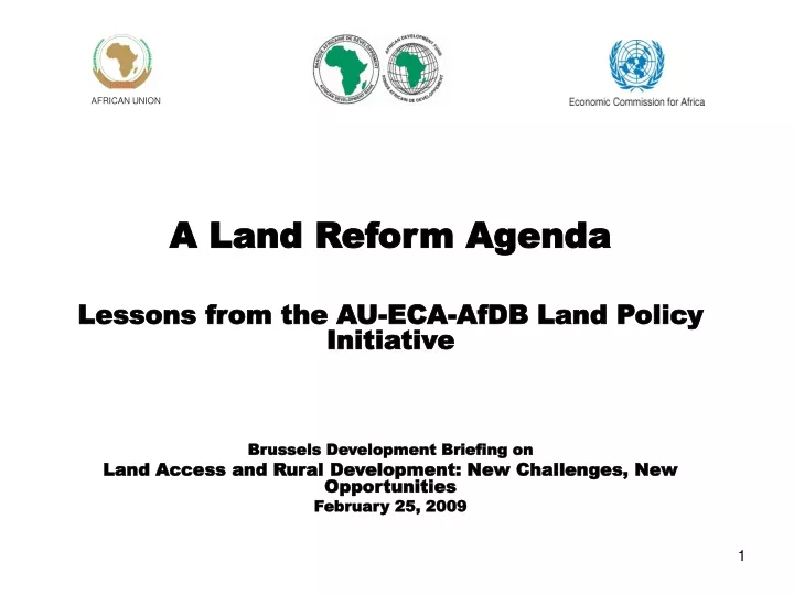 a land reform agenda lessons from the au eca afdb