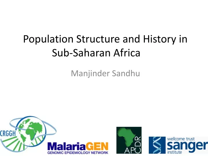 population structure and history in sub saharan africa