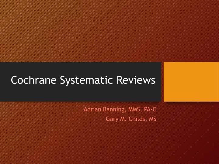 cochrane systematic reviews