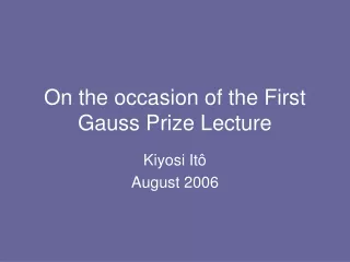 On the occasion of the First Gauss Prize Lecture