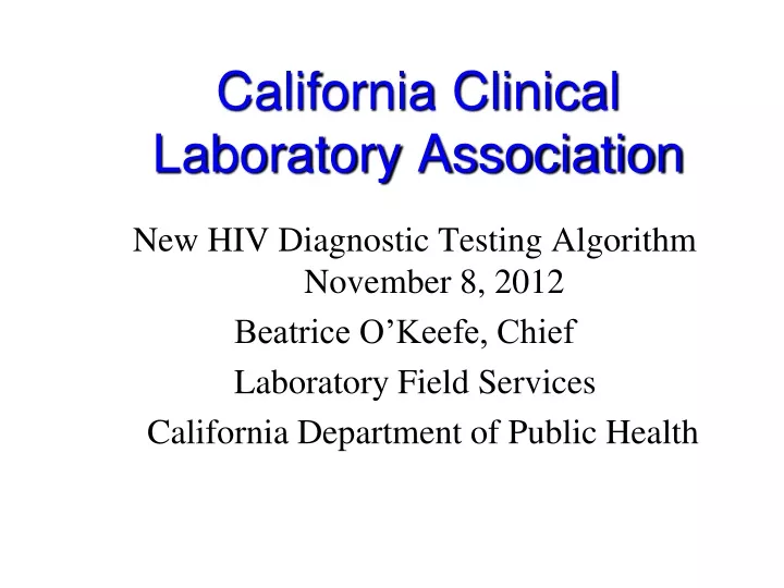 california clinical laboratory association
