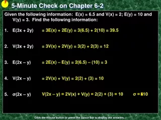 5-Minute Check on Chapter 6-2