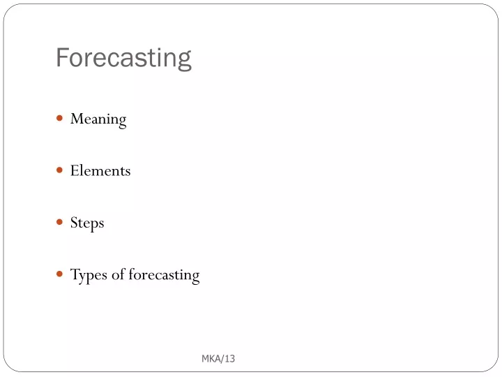 forecasting