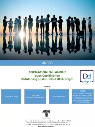 FORMATION EN LANGUE avec Certification  Bulats / Linguaskill /DCL/TOEIC/Bright