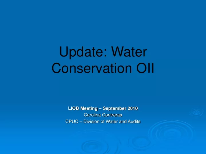 update water conservation oii